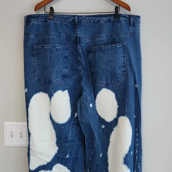 New Women's Baggy Fit Super Wide Leg Spoon Jeans sz 24 bleach wash denim NWT - Picture 3 of 4